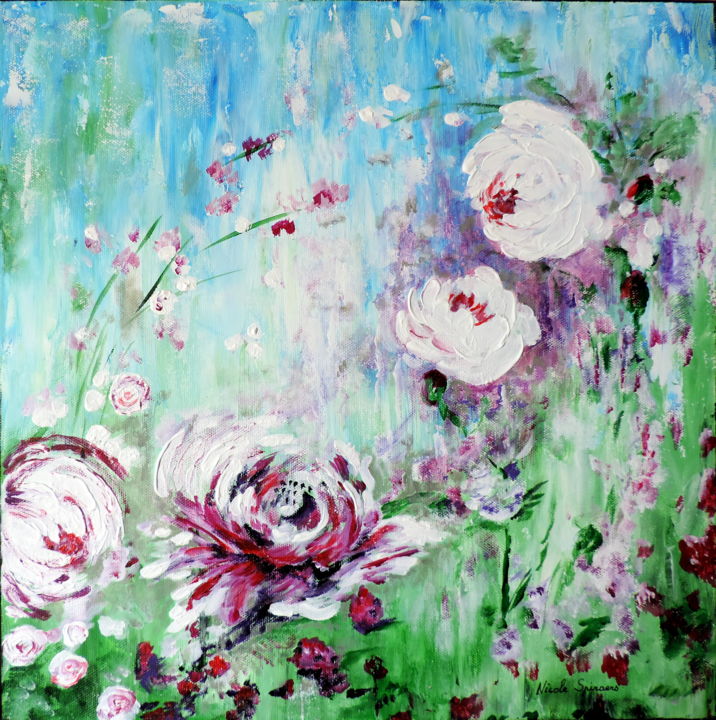 Pintura titulada "Dans mon jardin d'h…" por Nicole Spiraers, Obra de arte original, Acrílico