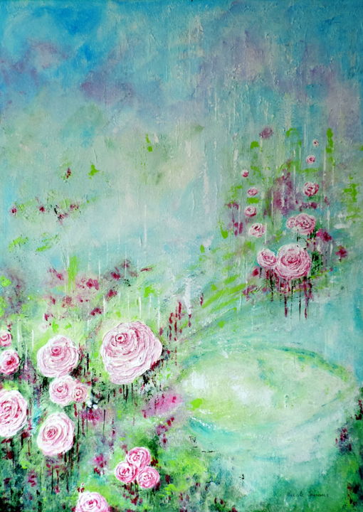 Painting titled "A Fleur de toi... 8" by Nicole Spiraers, Original Artwork, Acrylic Mounted on Wood Stretcher frame