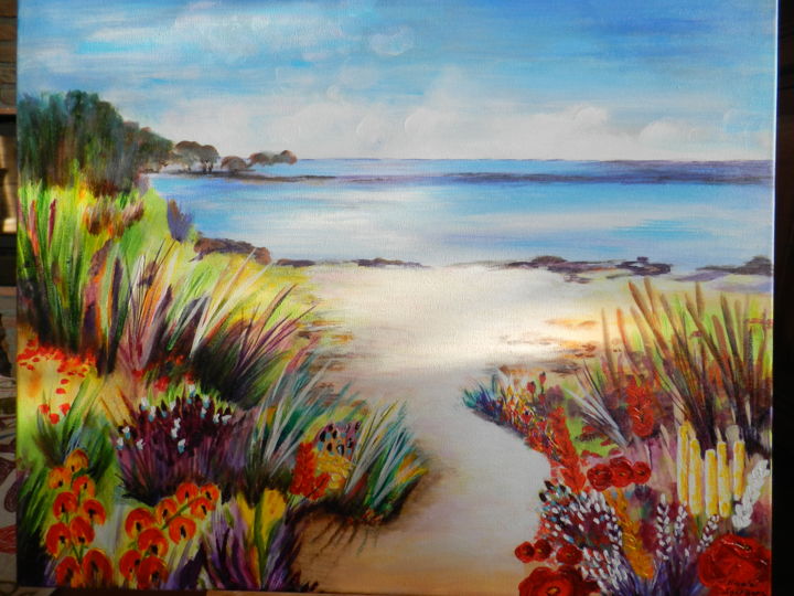 Peinture intitulée "Bord de mer" par Nicole Spiraers, Œuvre d'art originale, Acrylique