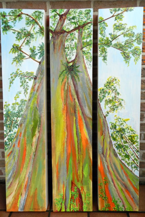 Peinture intitulée "Eucalyptus arc-en-c…" par Nicole Spiraers, Œuvre d'art originale, Acrylique