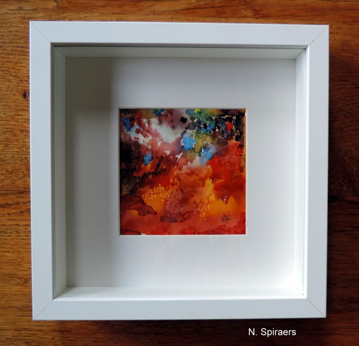 Painting titled "Le chant des rêves 4" by Nicole Spiraers, Original Artwork, Watercolor Mounted on Other rigid panel