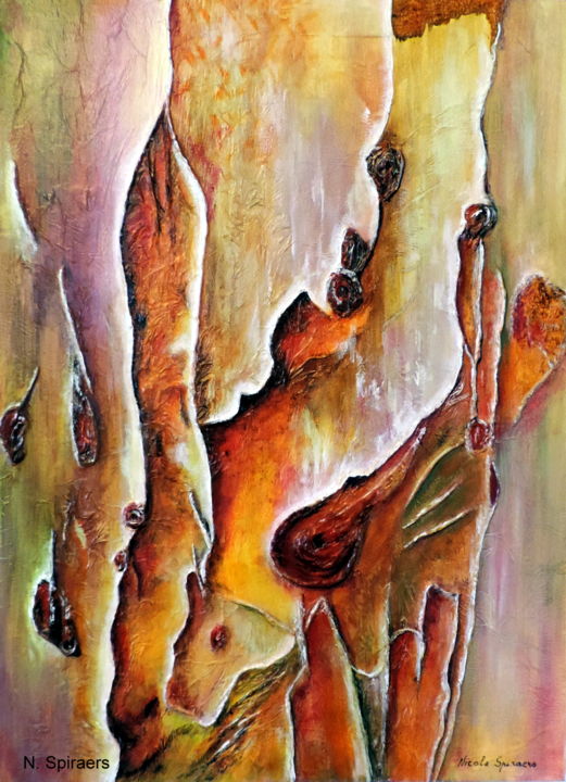 Painting titled "Ecorce de l'eucalyp…" by Nicole Spiraers, Original Artwork, Acrylic