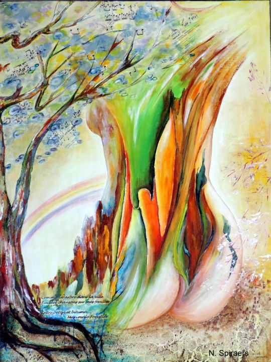제목이 "Mon arc-en-ciel (eu…"인 미술작품 Nicole Spiraers로, 원작, 아크릴 나무 들것 프레임에 장착됨