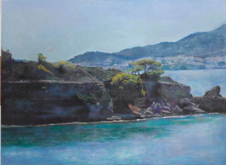 Painting titled "Argolidas peninsula" by Konstantinos Ntaoulas, Original Artwork, Oil