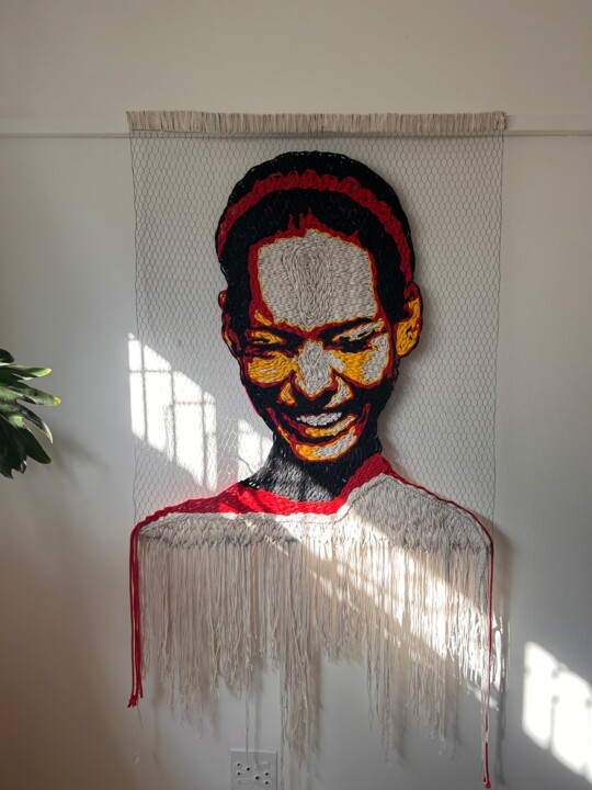 Textile Art titled "Smile" by Ntokozo Buthelezi, Original Artwork, String Art