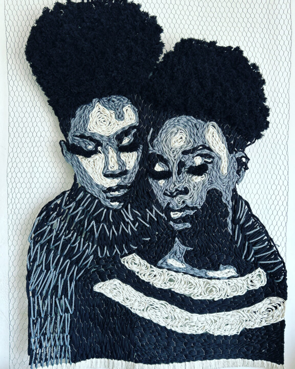 Textile Art titled "Sisterhood" by Ntokozo Buthelezi, Original Artwork, Textile fiber