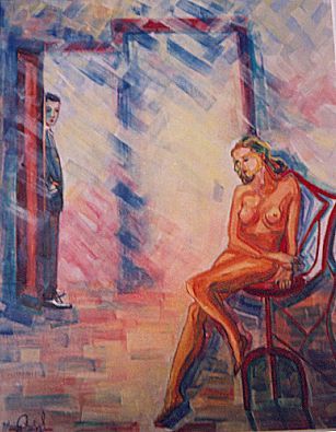 Painting titled "My own moment" by Roula Ntouli-Alexiou, Original Artwork, Oil