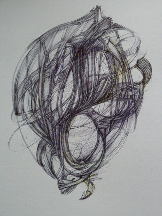 图画 标题为“Antagonist(A)” 由Nuage 40, 原创艺术品, 圆珠笔