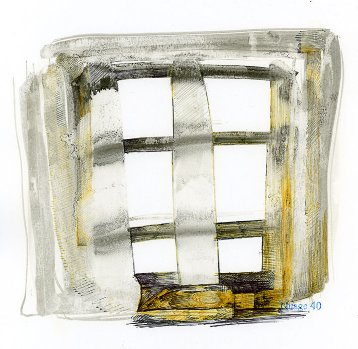 Dessin intitulée "Rideaux de glace" par Nuage 40, Œuvre d'art originale, Stylo à bille