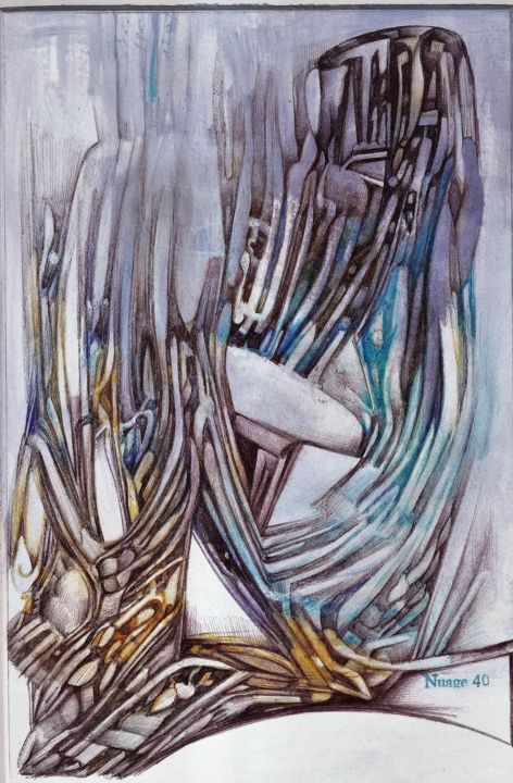 Dessin intitulée "L'extase de l'hémat…" par Nuage 40, Œuvre d'art originale, Stylo à bille