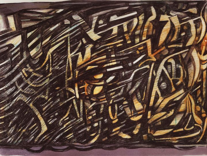 Dessin intitulée "poussières" par Nuage 40, Œuvre d'art originale, Stylo à bille