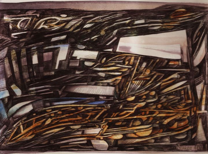 Σχέδιο με τίτλο "rien" από Nuage 40, Αυθεντικά έργα τέχνης, Στυλό