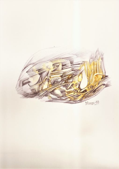 Zeichnungen mit dem Titel "SCAN0214" von Nuage 40, Original-Kunstwerk, Kugelschreiber