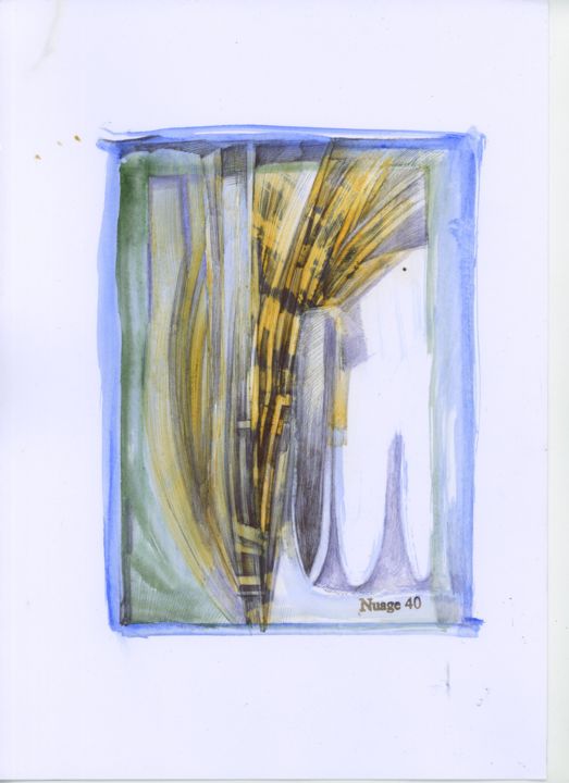 Dessin intitulée "ANTRE TEMPS" par Nuage 40, Œuvre d'art originale, Stylo à bille