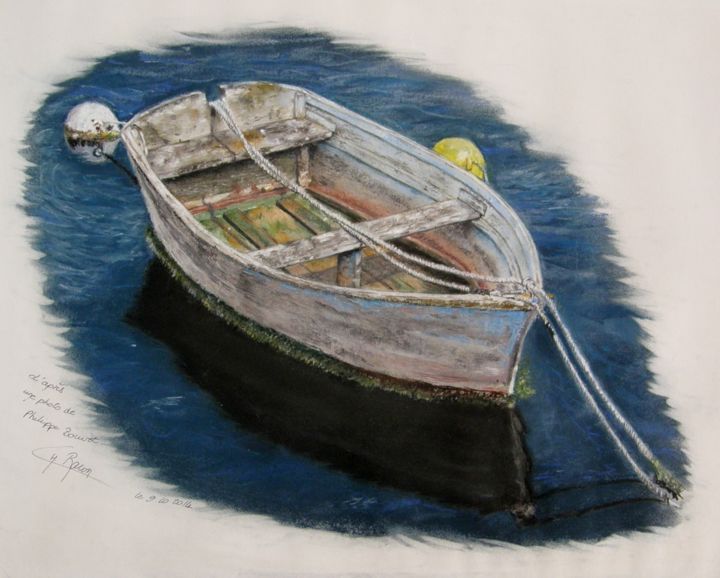 Painting titled "Barque" by Chantal Bacon, Original Artwork, Pastel