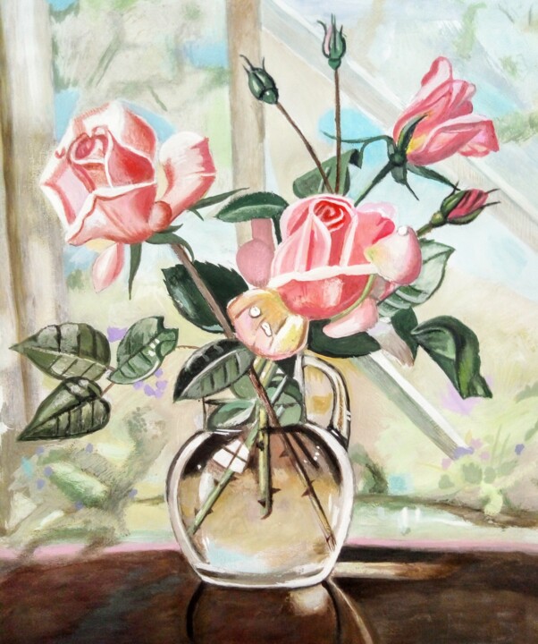 Pittura intitolato "Rosas 2" da Nuno Santos, Opera d'arte originale, Acrilico