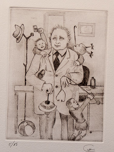 Gravures & estampes intitulée "Il pediatra" par Nunzio Capece, Œuvre d'art originale, Gravure