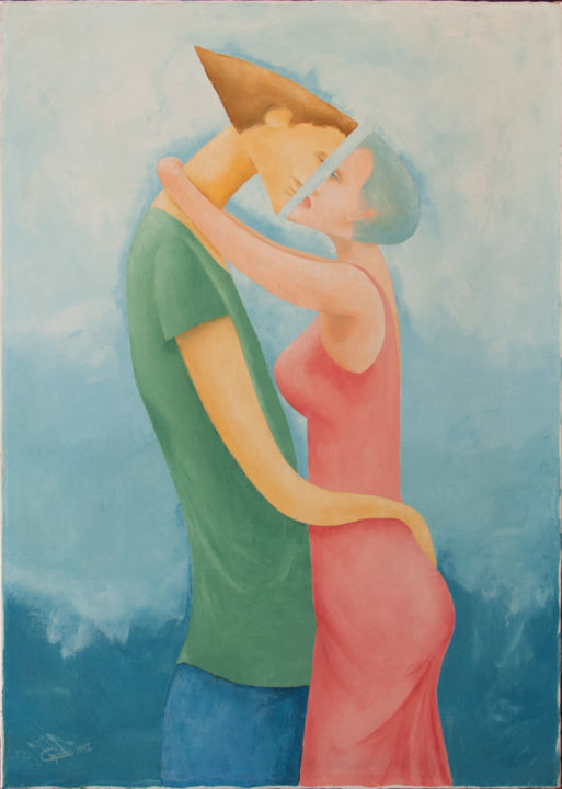 Painting titled "Il bacio" by Nunzio Capece, Original Artwork, Oil