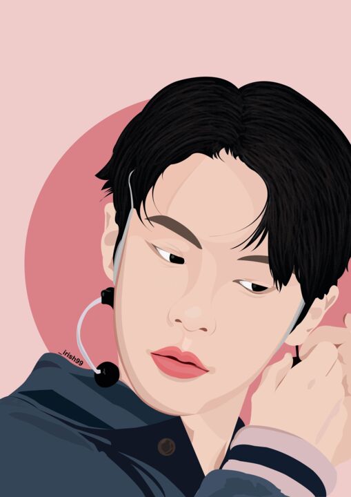 Dessin intitulée "Doyoung Illustration" par Nur Aira, Œuvre d'art originale, Peinture numérique