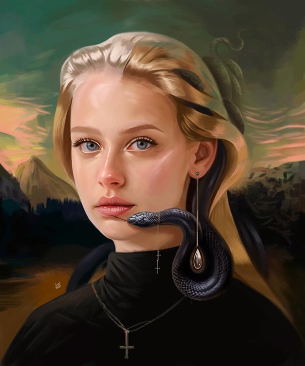 Digital Arts titled "Black Snake İnside…" by Nurettin Art, Original Artwork, Digital Painting