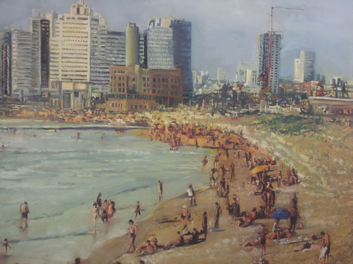 Peinture intitulée "tel-aviv-sea-shore-…" par Shany, Œuvre d'art originale