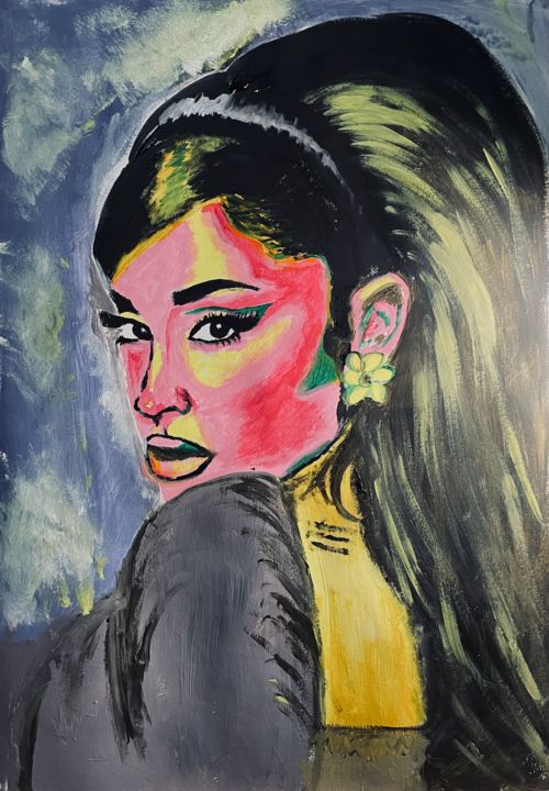 Painting titled "Ariana Grande on Po…" by Syuhaidah Khalis (Nursydahlis), Original Artwork, Acrylic