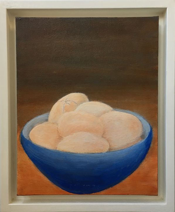 Painting titled "Eggs Minus One" by Maria Rogers, Original Art, Acrylic
