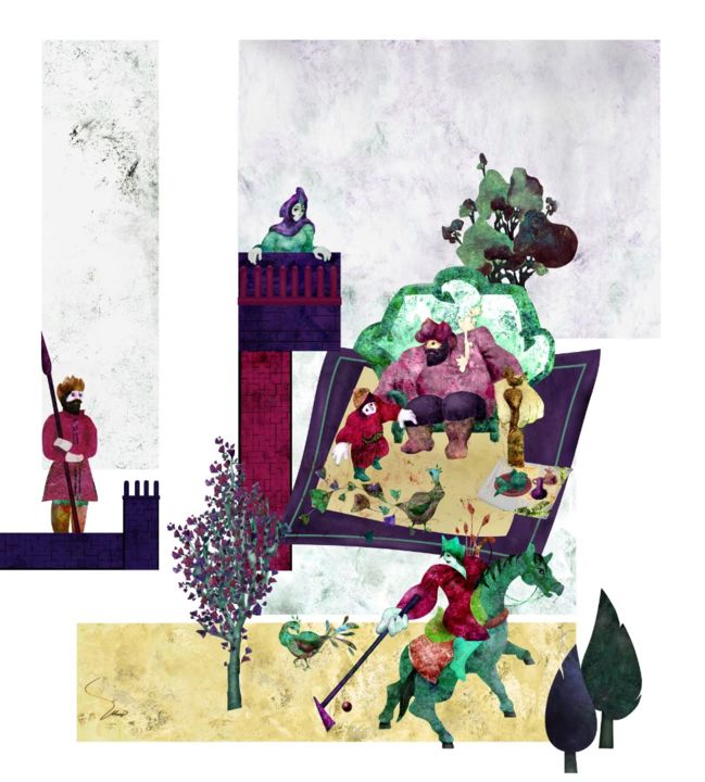 Digital Arts titled "Salaman & Absal Poet" by Mehrnoush Esmaeili, Original Art, Digital Painting