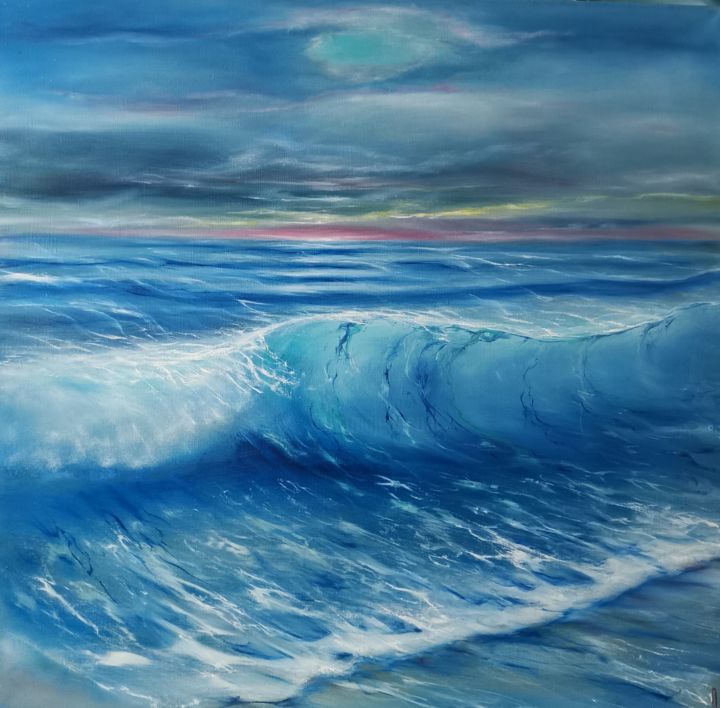 Malerei mit dem Titel "Waves" von Nikolai Roshchin, Original-Kunstwerk, Öl Auf Keilrahmen aus Holz montiert