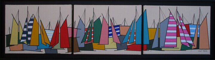 Painting titled "voiles-de-bretagne-…" by Nyls  Eliot, Original Artwork, Acrylic