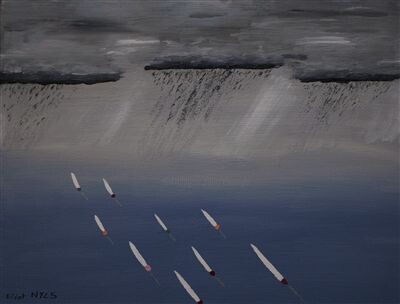 Peinture intitulée "Régate sous l'orage" par Nyls  Eliot, Œuvre d'art originale, Acrylique