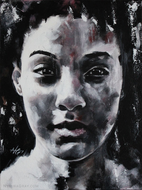 Schilderij getiteld "Erica (PORTRAIT SER…" door Nymira Gray, Origineel Kunstwerk, Acryl