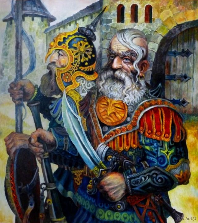 Painting titled "Защитники" by Anna Borachuk, Original Artwork, Oil