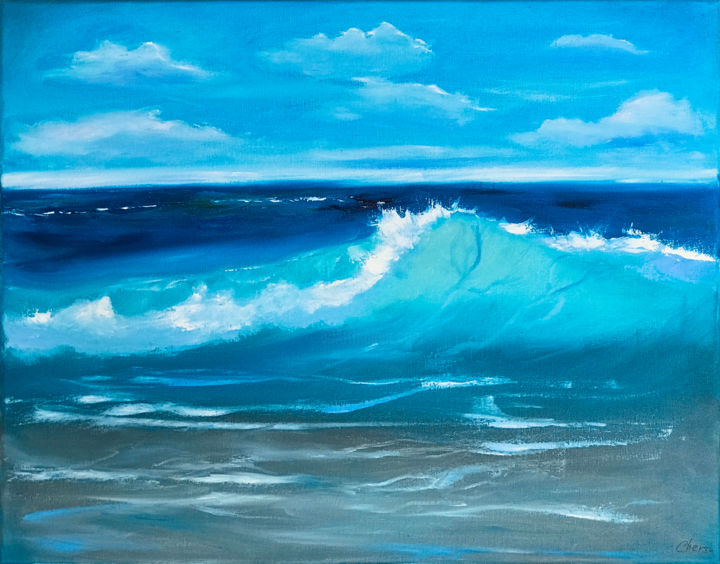 Pintura titulada "Ocean Painting Orig…" por Olga Chernetsova, Obra de arte original, Oleo