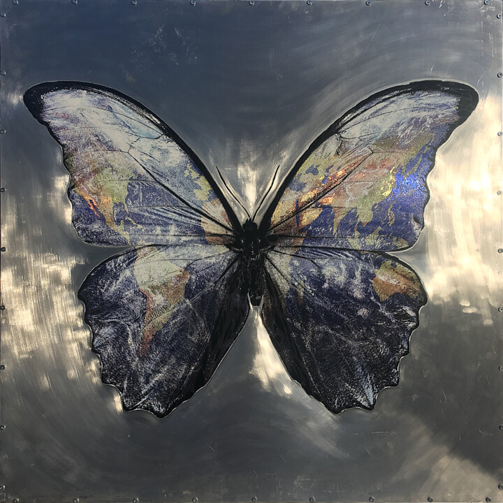 Peinture intitulée "Blue Morpho" par O O, Œuvre d'art originale