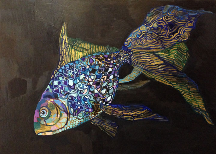 Painting titled "magic-fish.jpg" by Olga, Original Artwork, Oil