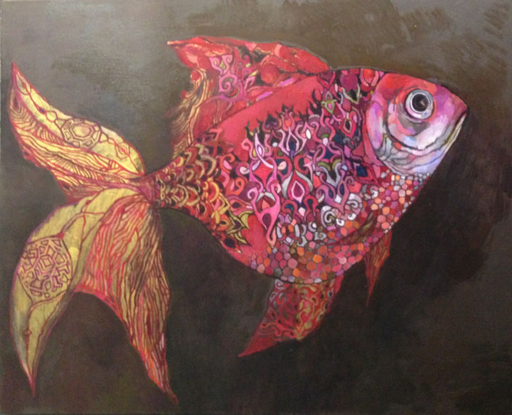 Painting titled "ruby-fish.jpg" by Olga, Original Artwork, Oil