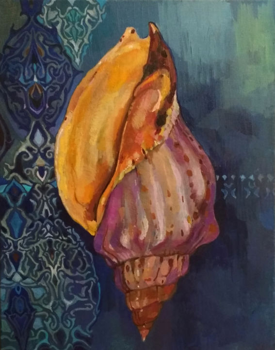 Painting titled "Seashell" by Olga, Original Artwork, Oil