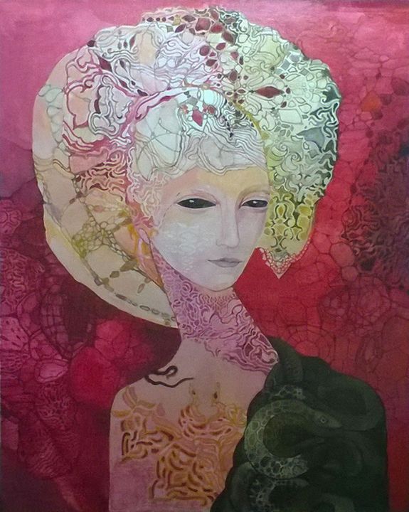 Painting titled "Inca Rose" by Olga, Original Artwork