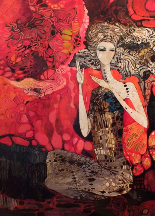 Peinture intitulée "fire" par Olga, Œuvre d'art originale, Huile