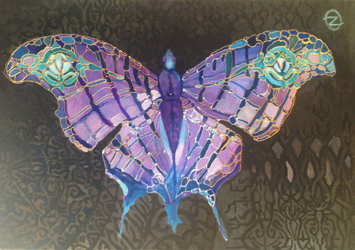 Malerei mit dem Titel "butterfly" von Olga, Original-Kunstwerk, Öl
