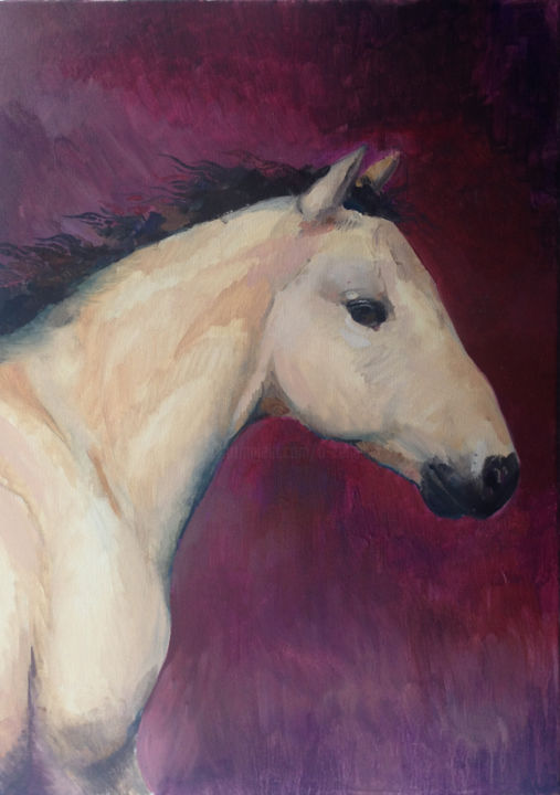 Painting titled "Horse" by Olga, Original Artwork, Oil