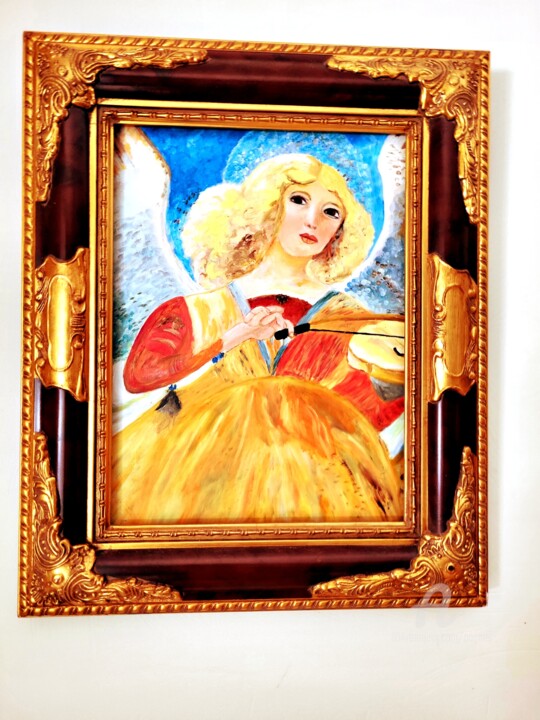 Painting titled "Hommage à Melozzo d…" by Grafi, Original Artwork, Oil Mounted on Wood Stretcher frame