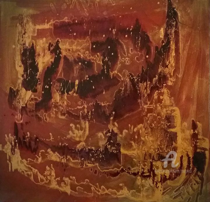 Painting titled "MAGIC TOWN" by Grafi, Original Artwork, Acrylic