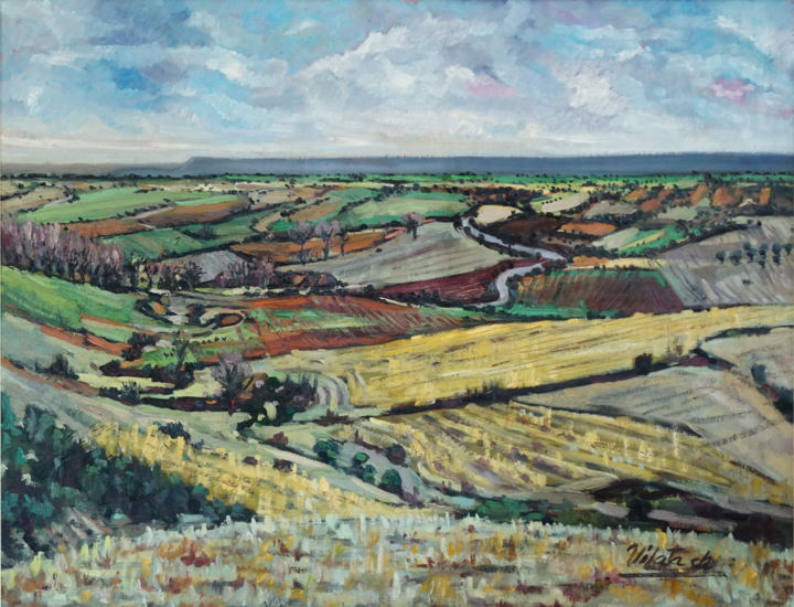 Peinture intitulée "Paisaje de Castilla" par Omar Vilata, Œuvre d'art originale, Huile