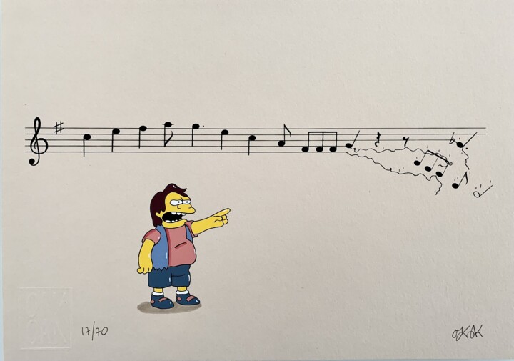 Druckgrafik mit dem Titel "Simpsons Nelson mun…" von Oak Oak, Original-Kunstwerk, Papier
