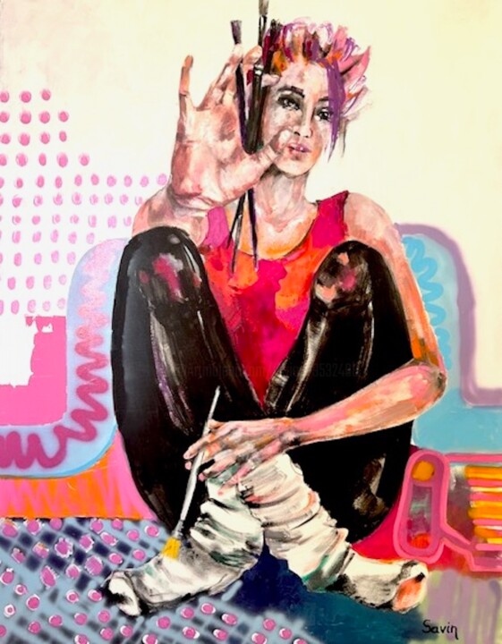 绘画 标题为“Selfportrait” 由Oana Savin, 原创艺术品, 丙烯
