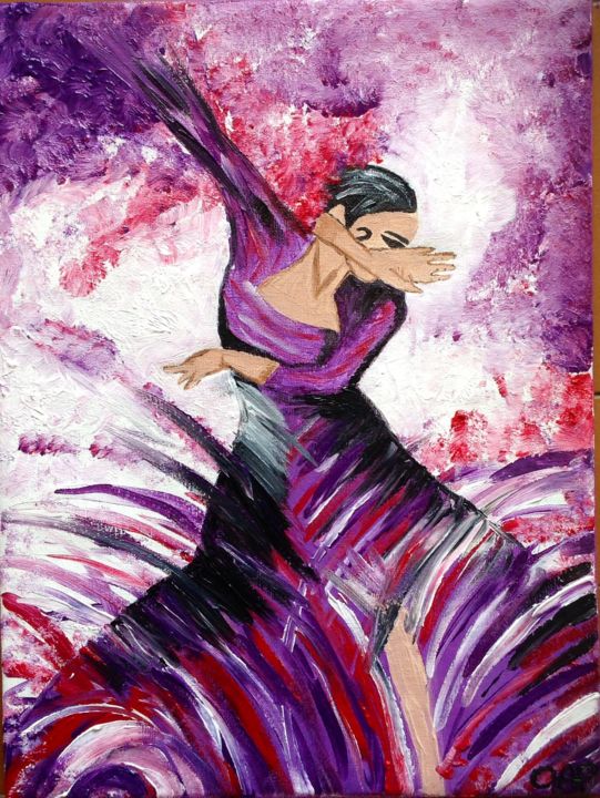 Pintura intitulada "Flamenco" por Oap, Obras de arte originais, Acrílico