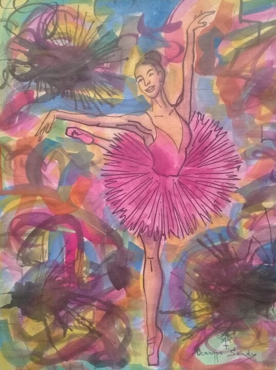 Картина под названием "bailarina 12" - Fernando Lucio Ocampo-Sandy, Подлинное произведение искусства, Акварель