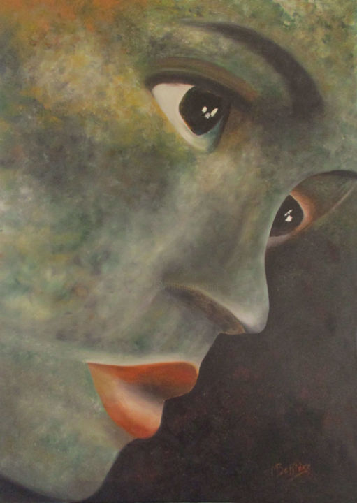 Peinture intitulée "Mystérieuse" par Maryse Bessière, Œuvre d'art originale, Huile
